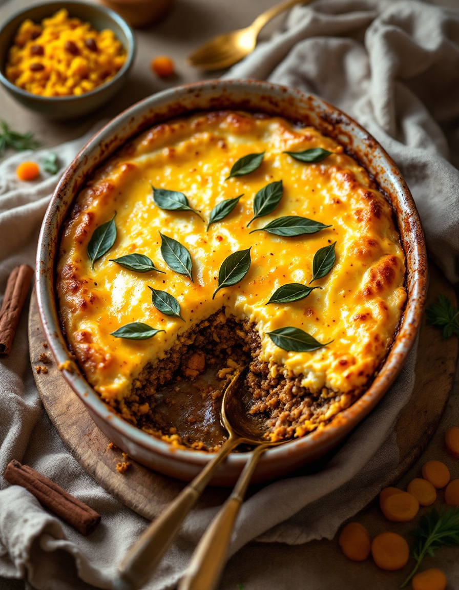 Bobotie servido à mesa